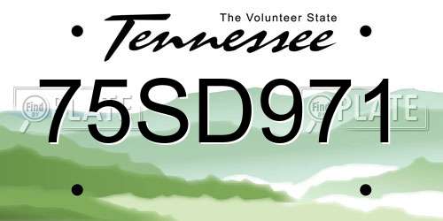 75SD971 Tennessee License Plate