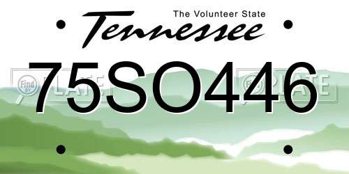75SO446 Tennessee License Plate
