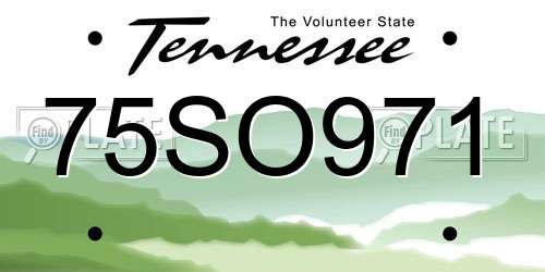 75SO971 Tennessee License Plate