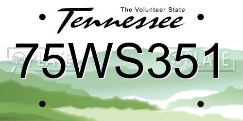 75WS351 Tennessee License Plate