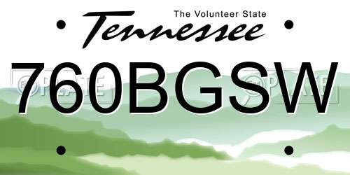 760BGSW Tennessee License Plate