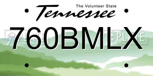 760BMLX Tennessee License Plate