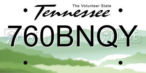 760BNQY Tennessee License Plate