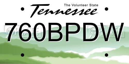 760BPDW Tennessee License Plate