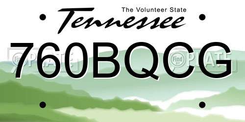 760BQCG Tennessee License Plate