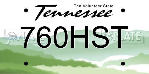 760HST Tennessee License Plate