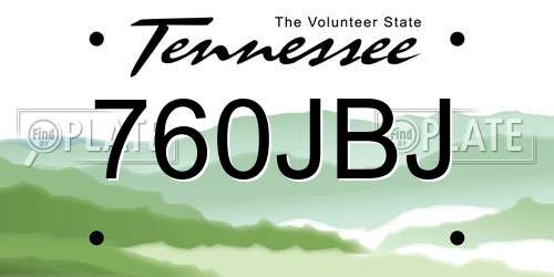760JBJ Tennessee License Plate