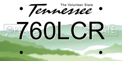 760LCR Tennessee License Plate