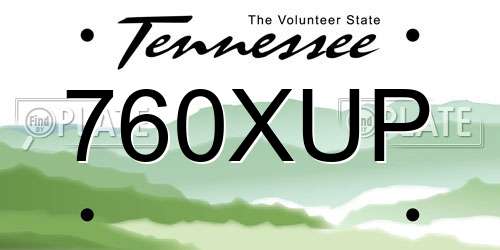 760XUP Tennessee License Plate