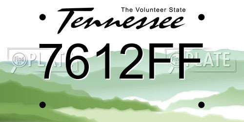 7612FF Tennessee License Plate