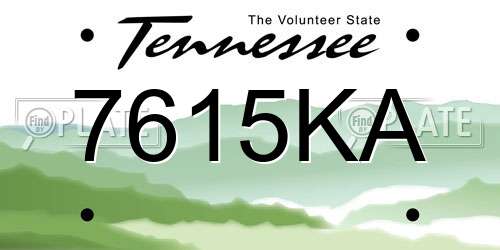 7615KA Tennessee License Plate