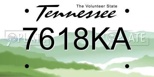 7618KA Tennessee License Plate