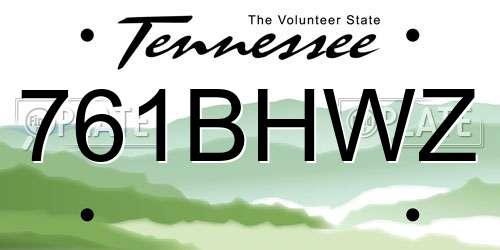 761BHWZ Tennessee License Plate