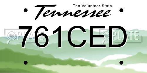 761CED Tennessee License Plate