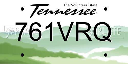 761VRQ Tennessee License Plate