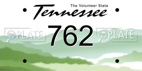 762 Tennessee License Plate