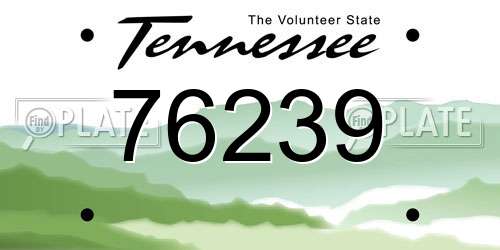 76239 Tennessee License Plate
