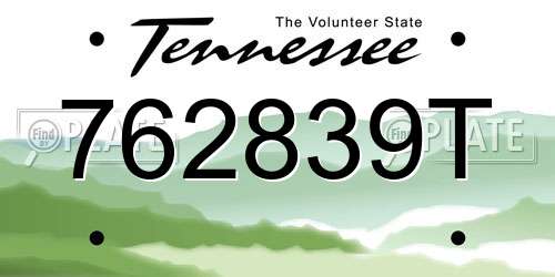 762839T Tennessee License Plate
