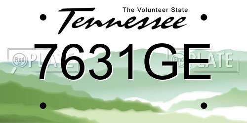 7631GE Tennessee License Plate