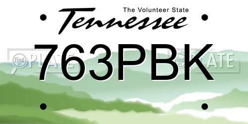 763PBK Tennessee License Plate