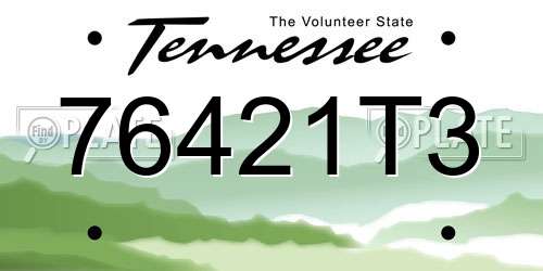 76421T3 Tennessee License Plate