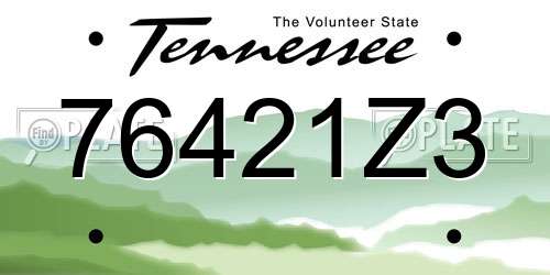 76421Z3 Tennessee License Plate