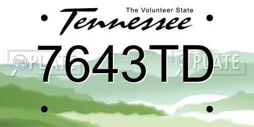 7643TD Tennessee License Plate