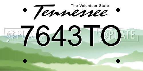 7643TO Tennessee License Plate