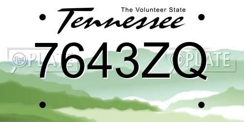 7643ZQ Tennessee License Plate