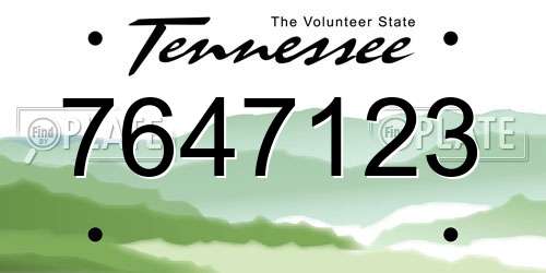 7647123 Tennessee License Plate