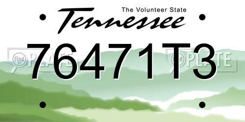 76471T3 Tennessee License Plate