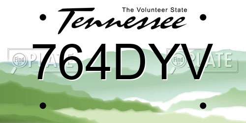 764DYV Tennessee License Plate