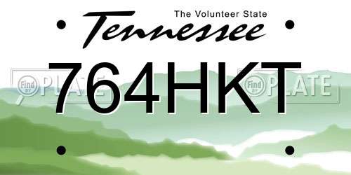 764HKT Tennessee License Plate