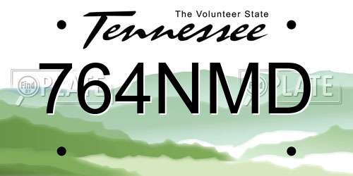 764NMD Tennessee License Plate