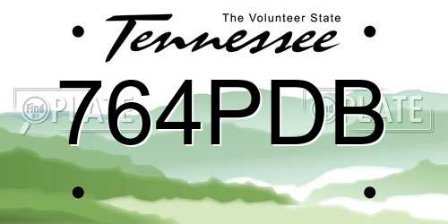 764PDB Tennessee License Plate