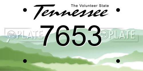 7653 Tennessee License Plate
