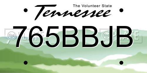 765BBJB Tennessee License Plate