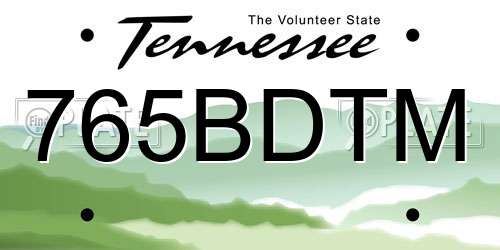 765BDTM Tennessee License Plate