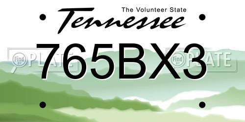 765BX3 Tennessee License Plate