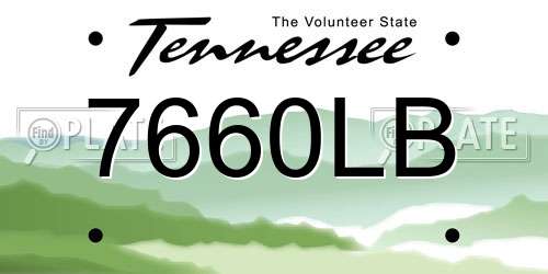 7660LB Tennessee License Plate