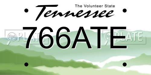 766ATE Tennessee License Plate