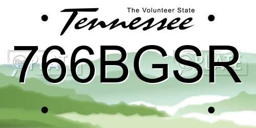 766BGSR Tennessee License Plate