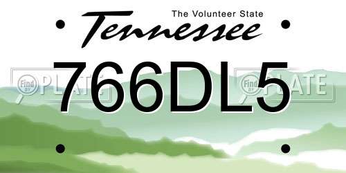 766DL5 Tennessee License Plate