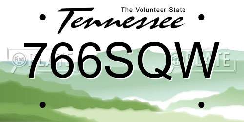 766SQW Tennessee License Plate