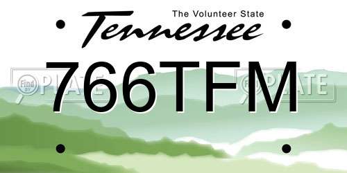 766TFM Tennessee License Plate