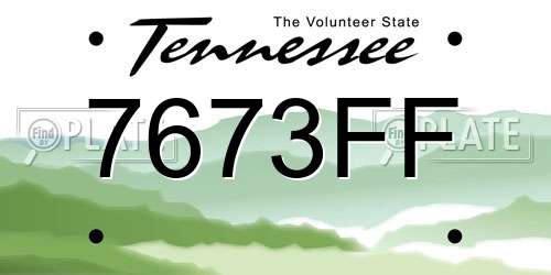 7673FF Tennessee License Plate