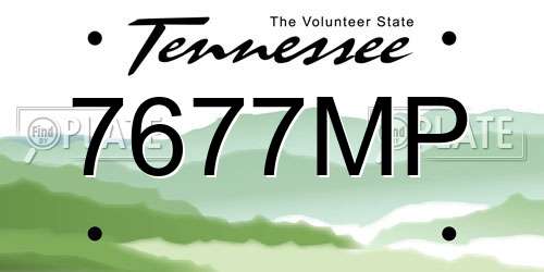 7677MP Tennessee License Plate