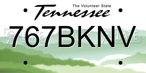 767BKNV Tennessee License Plate
