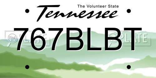 767BLBT Tennessee License Plate