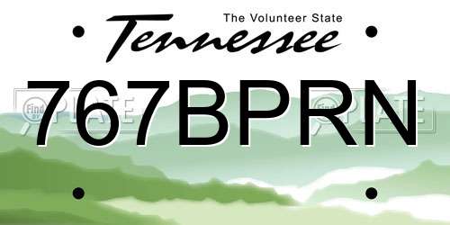 767BPRN Tennessee License Plate